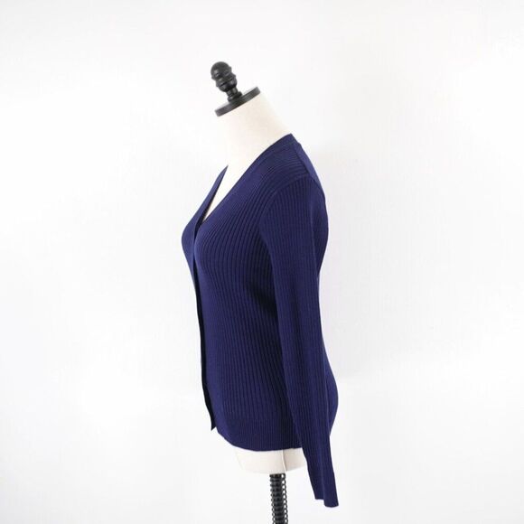 Grace Karin Small Blue Knit Cardigan Button Front Long Sleeve Sweater V-Neck - Picture 4 of 10